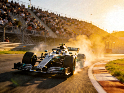 F1赛车在弯道中激烈角逐